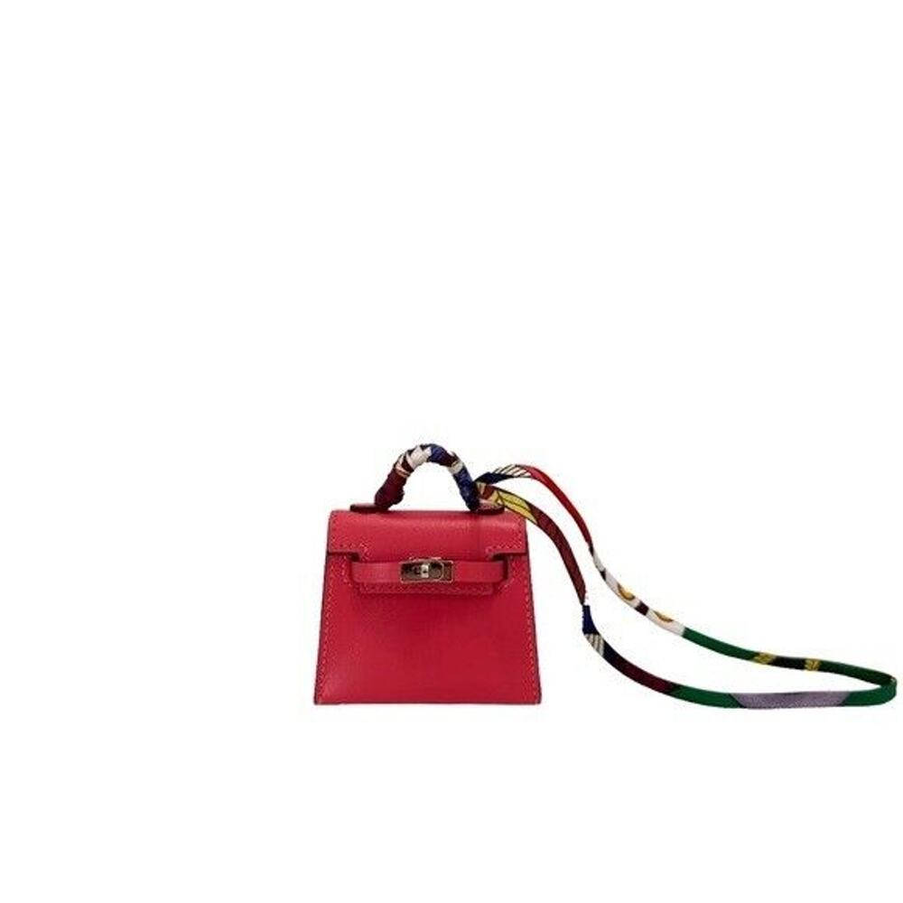 Hermès Rose Lipstick Mini Kelly Twilly Bag Charm